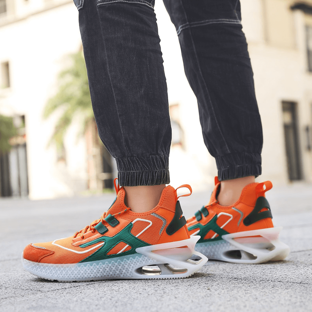 Orange and Green Sneakers Street Inspired Mazino Shoes