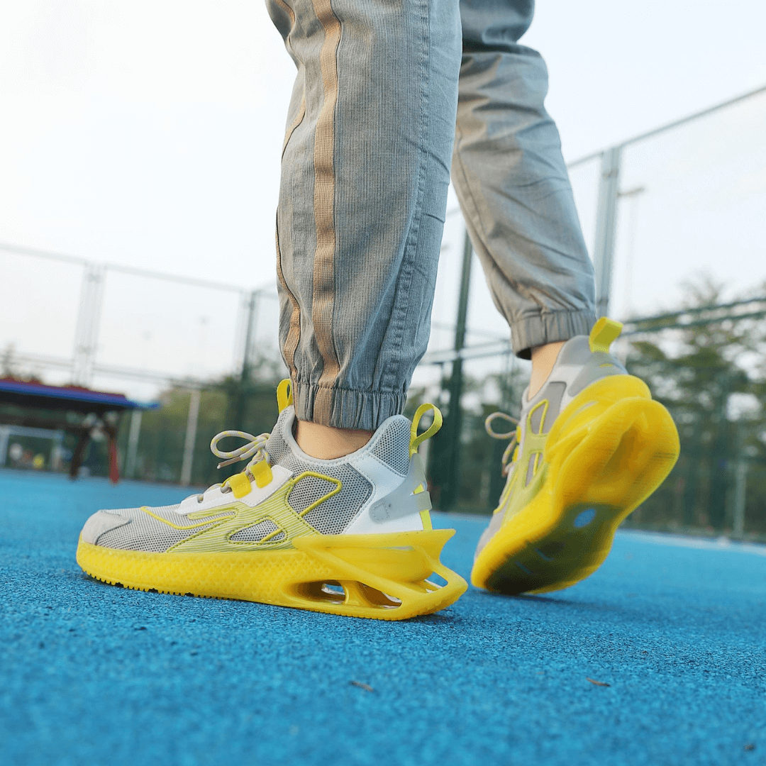 Grey and Yellow Sneakers Street Inspired Mazino Shoes