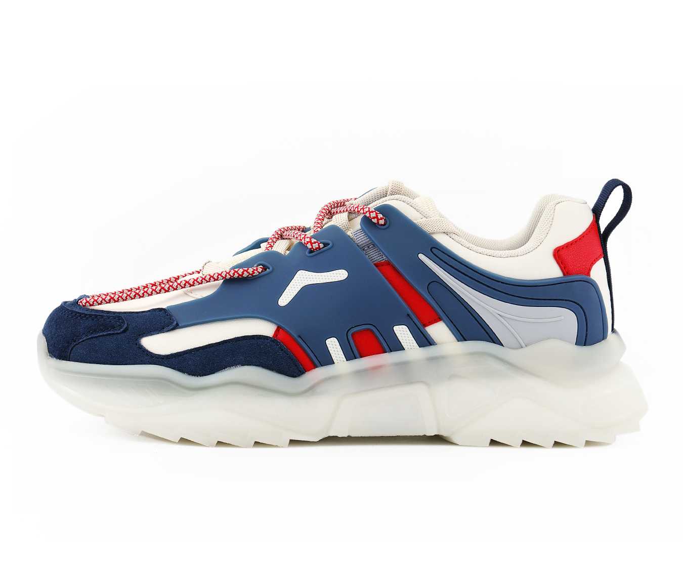 Mazino Arctic navy blue and red sneakers side