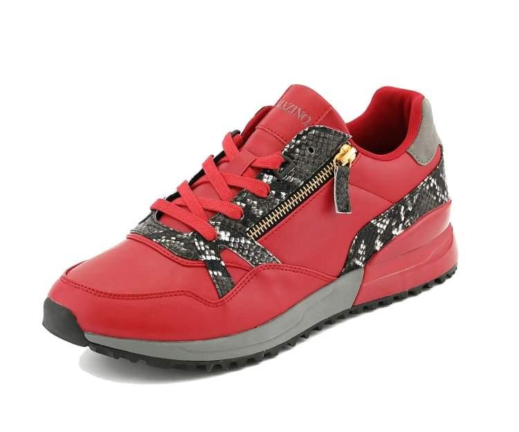 AZURITE Red & Grey | Mazino | Red designer shoes mens