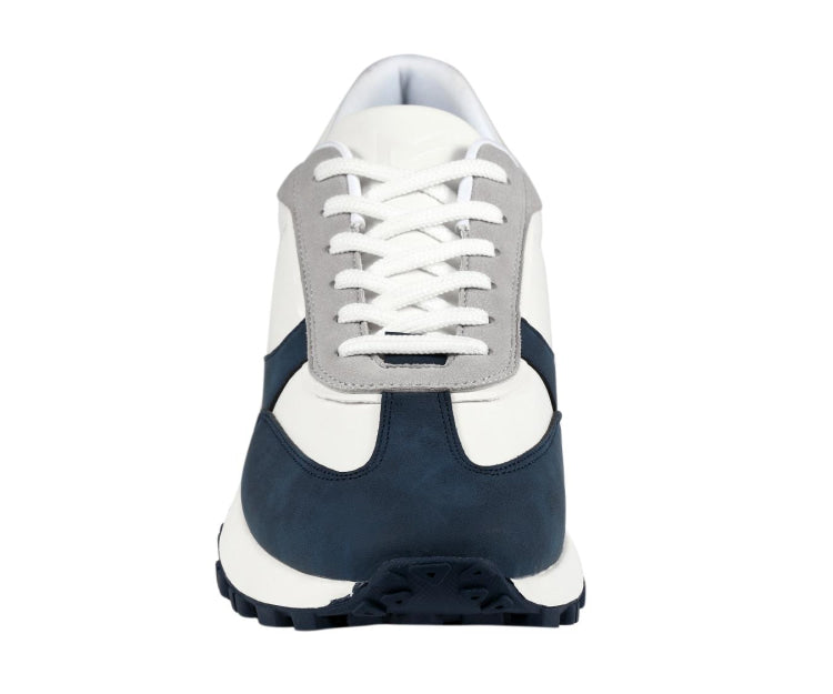 navy blue and grey sneakers